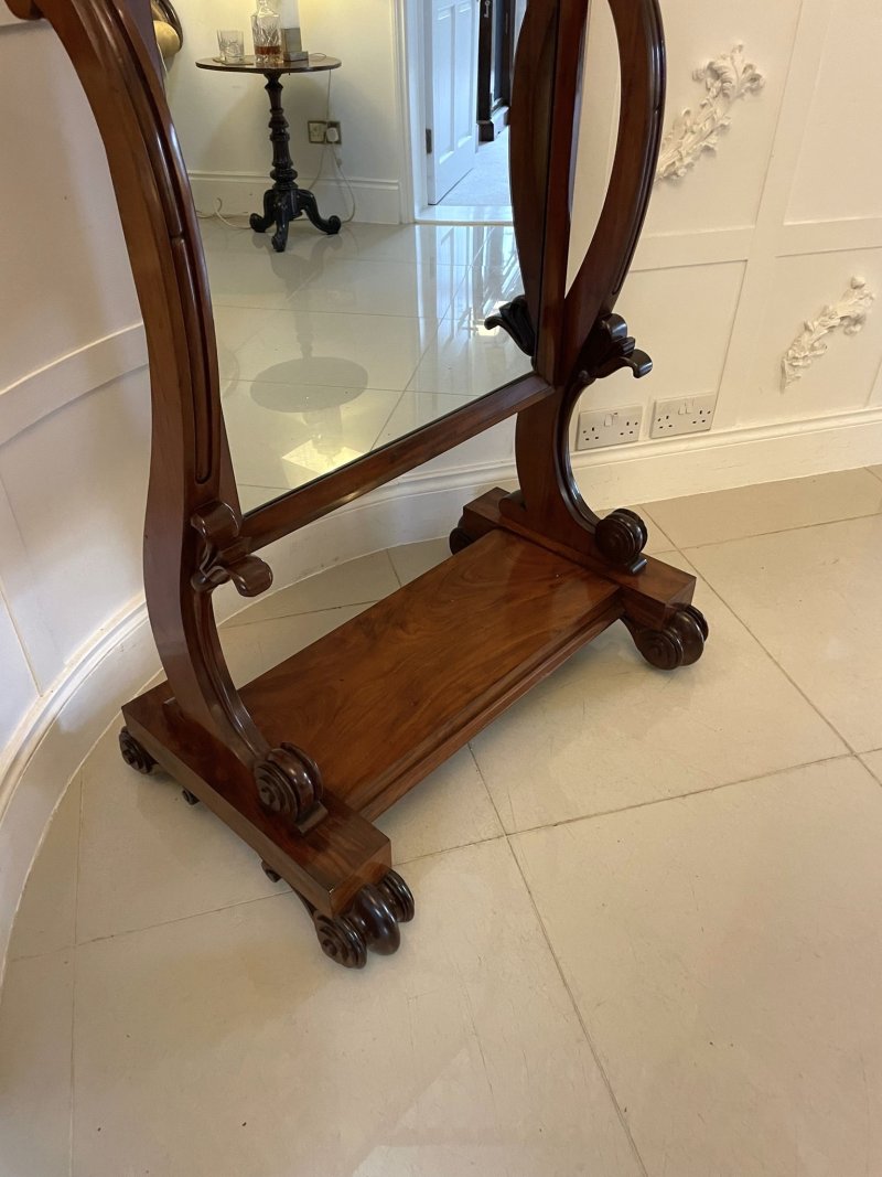 Large Antique Victorian Quality Mahogany Cheval Mirror - Image 6